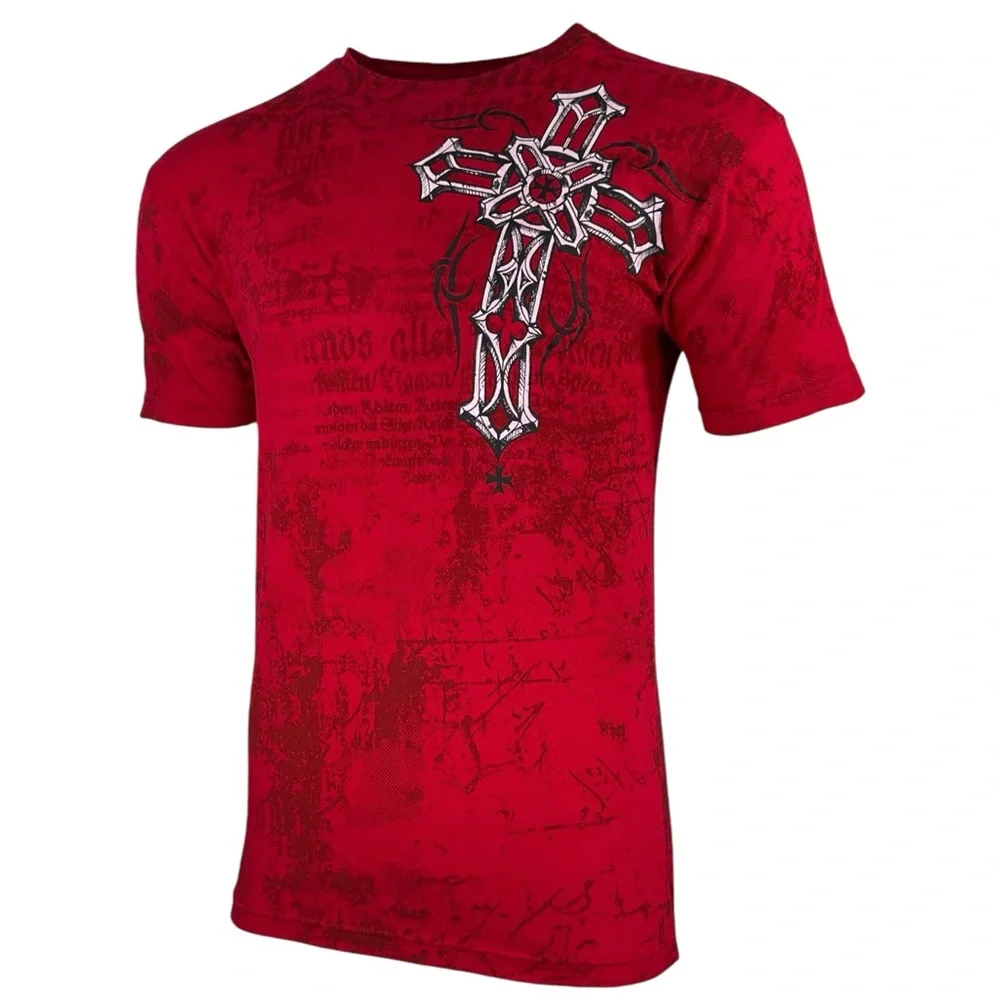 Archaic by Affliction Men's T-Shirt Wing Man Biker Cross Y2K S-5XL - Picture 4 of 8
